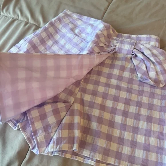 Zara Lavender Checkered Mini Skirt - Picture 2 of 5